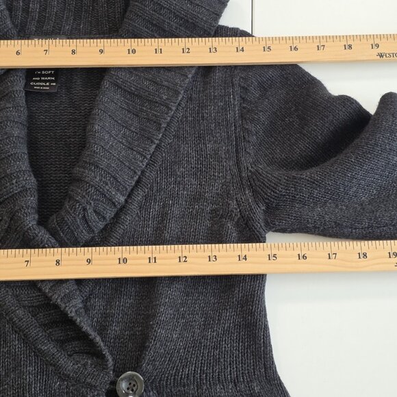 Talula Cardigan Womens M Gray Shawl Collar LS Button Wool Cashmere Angora Blend - Picture 5 of 16